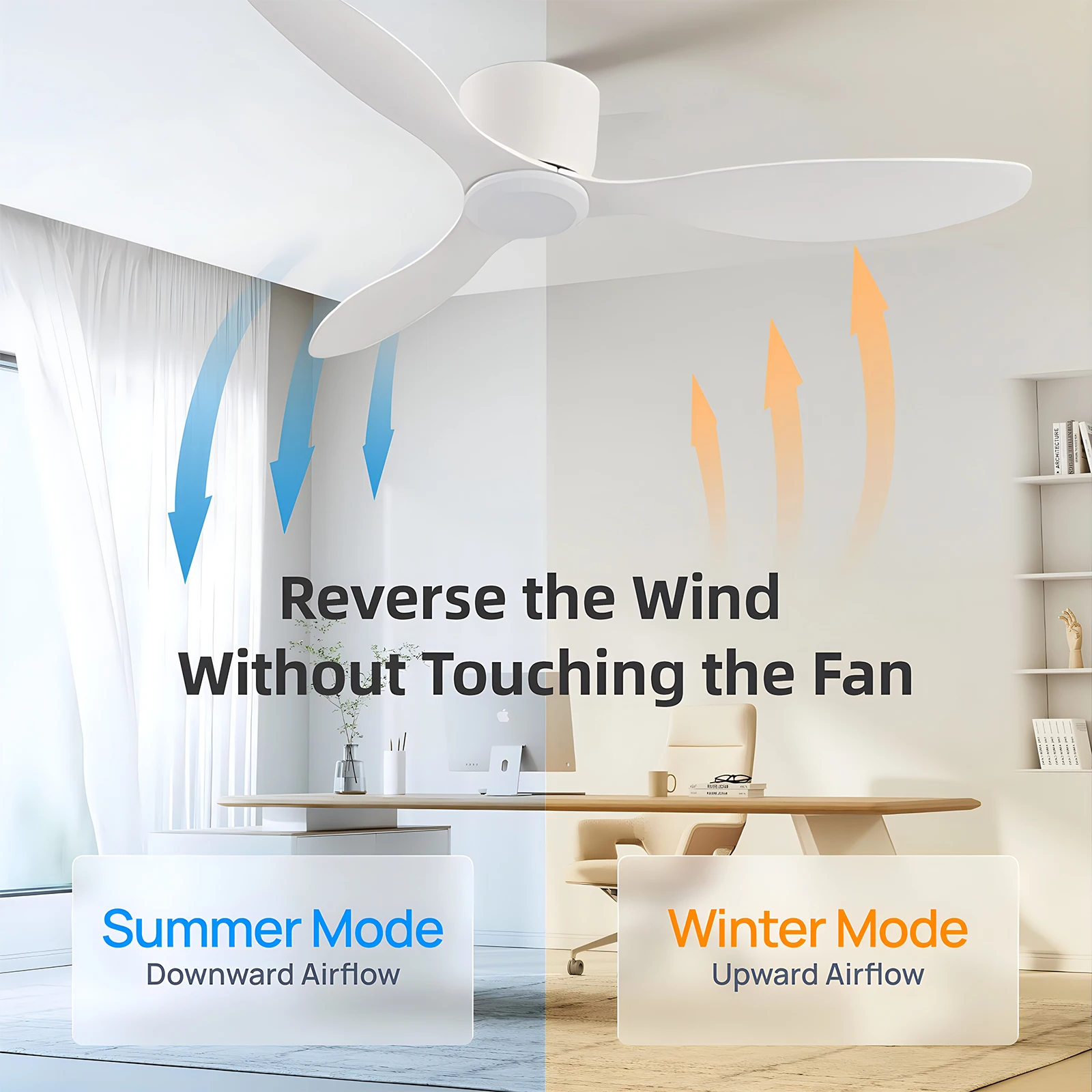 IRALAN 42 52 Inch Ceiling Fans No Light DC Motor Remote Control Cooling Fans Low Floor Ceiling Fan Silent Large Home Fan