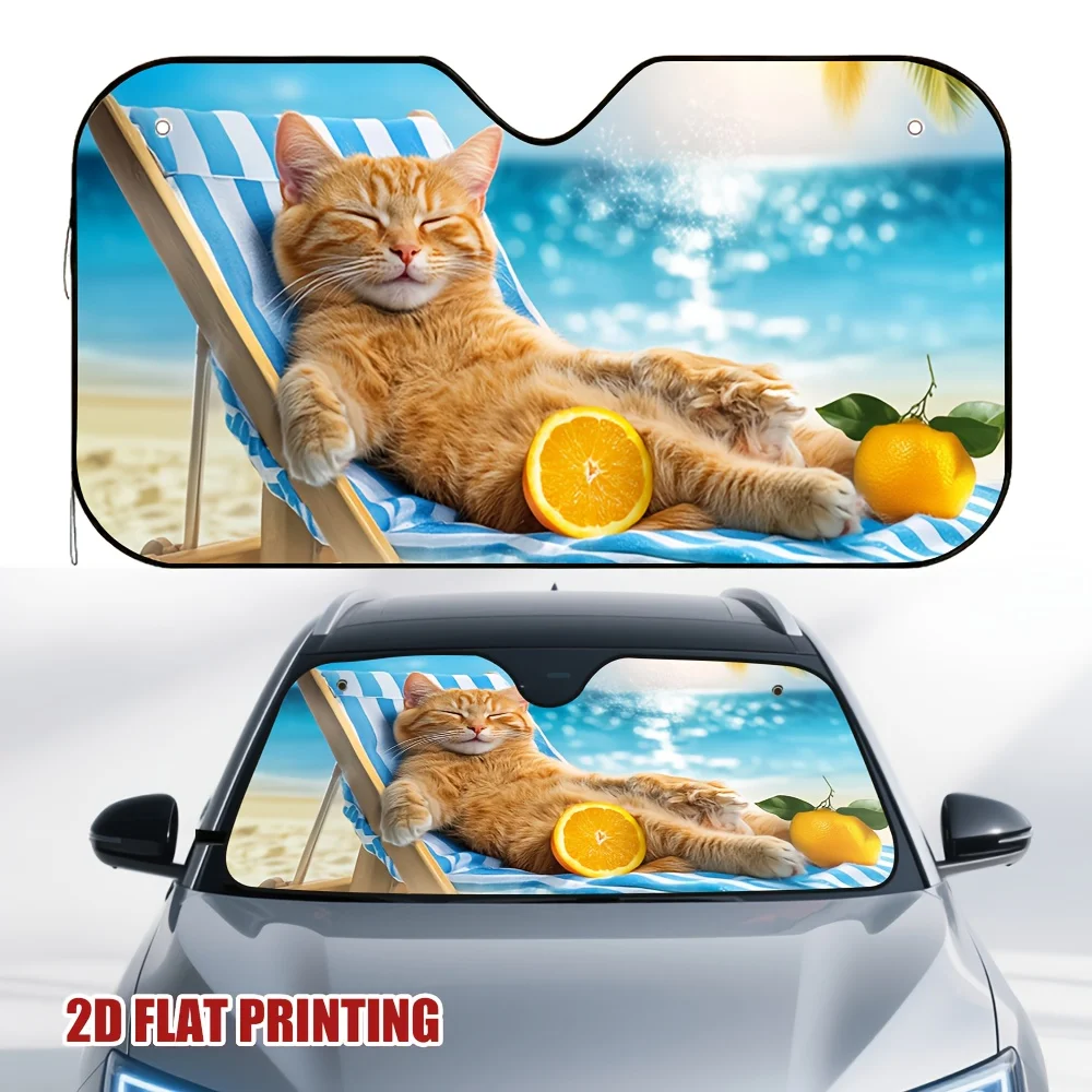 1pc of Beach Cat Sunshade for Car Offers Excellent Compatible with for All Types of Vehicles Enhances Driving Comfort