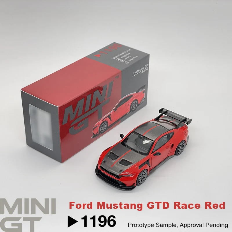 MINIGT 1196 1:64 MGT01196 Ford Mustang GTD Race Red Collectible Model Vehicles Alloy Carbon Fiber Accents Static Diecast Car