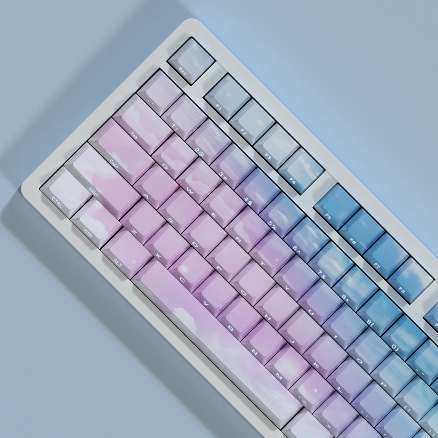 

135 Keys Gradient Sky Keycaps Mechanical Keyboard Shine Through Side Printed Keycap Cherry Profile Double Shot PBT Key Caps ISO