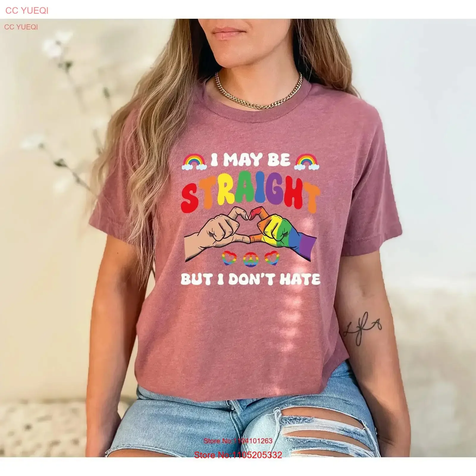 LGBTQ Ally T Shirt I May Be Straight But Don't Hate Motivational LGBT Support Transgender Rainbow Pride Equality vintage