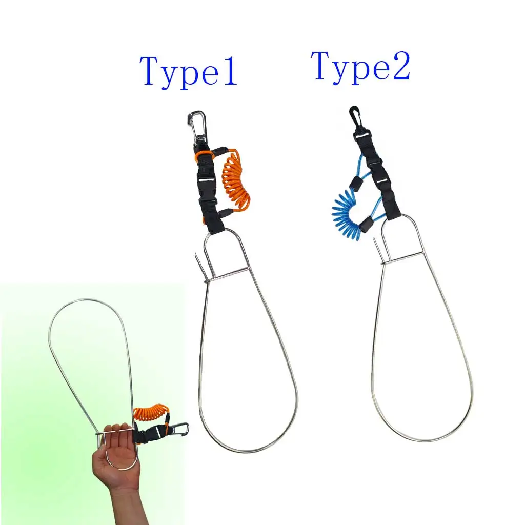 초대형 물고기 스트링거 클립 스틸 코어 랜야드 스피어피싱, 카약 낚시, 스쿠버 다이빙, 물고기 잠금 버클 
