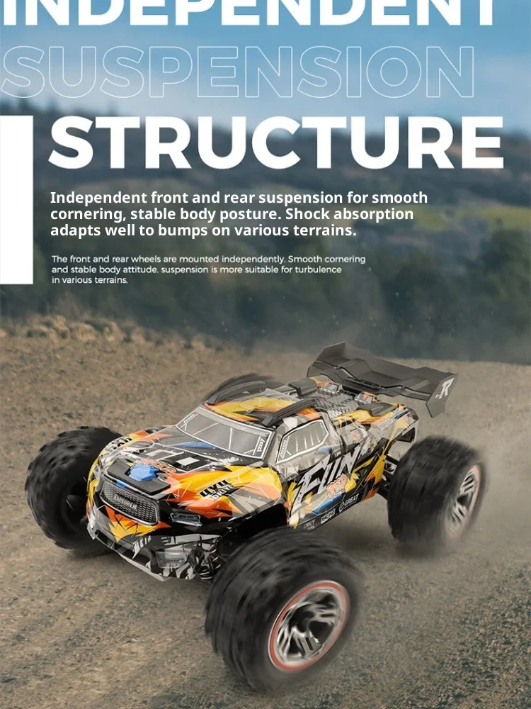 New 1:18 Scale 3-in-1 Brushless Electric Remote Control Four-Wheel Drive Big Foot Off-Road Vehicle Shock Absorber RC Car Toy