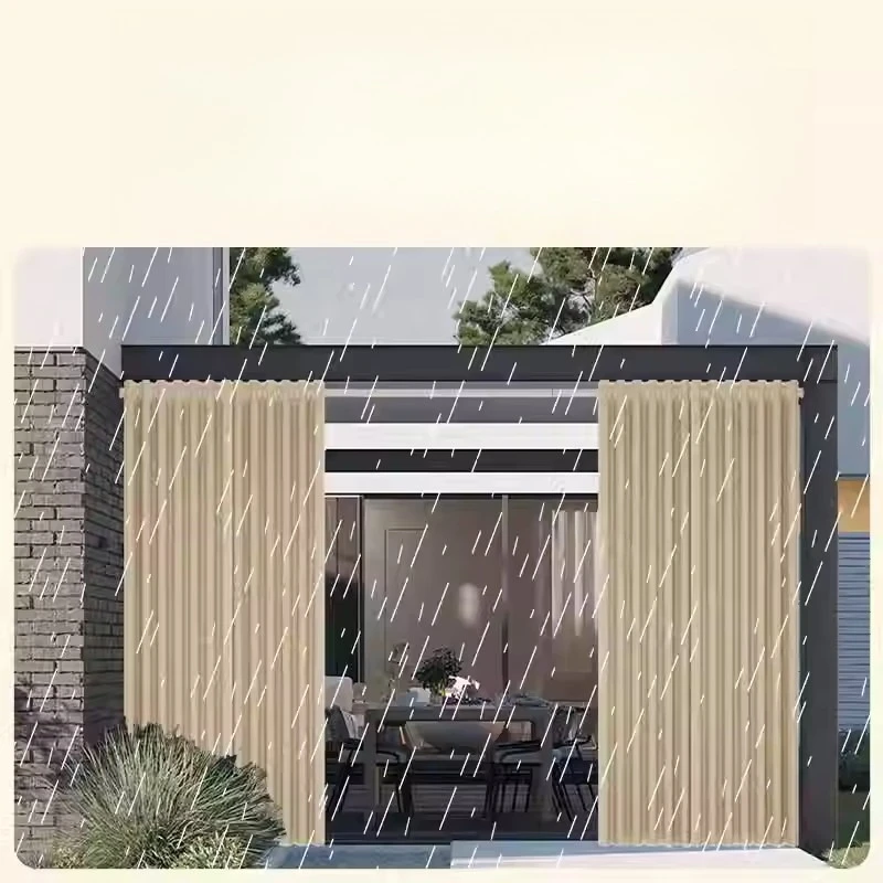 Outdoor Sun Protection Blackout Curtains Windproof Cream Wind Waterproof Balcony Pavilion Outdoor Rainproof Sunshade Cloth