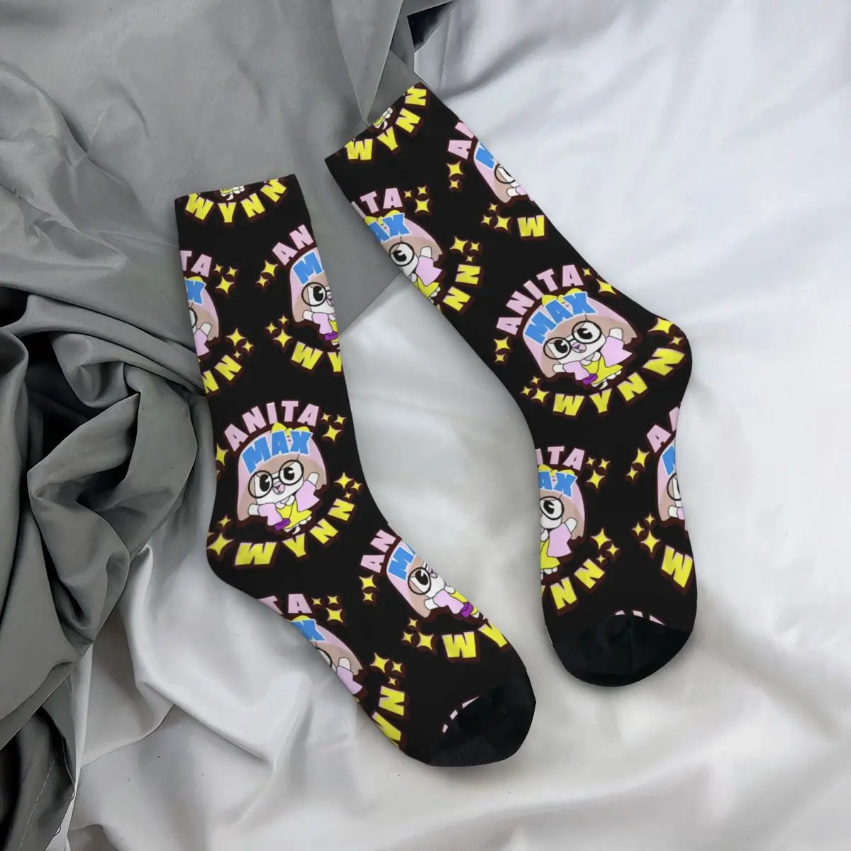 Hip-hop Anita Max Wynn Funny Basketball Socks Polyester Crew Socks for Unisex Sweat Absorbing