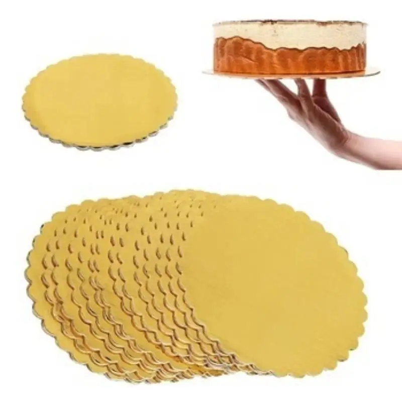 

10Pcs Cake Boards with White/Golden Rings 6/8/10/12 Inch Cardboard Baking Cake Base Suitable for Home Bakery Business