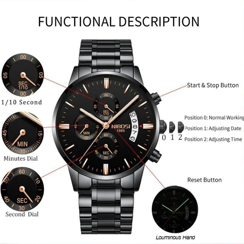NIBOSI Mens Watches Top Brand Luxury Famous Men's Dress Watch Fashion Casual Military Quartz Wristwatches Saat Relogio Masculino