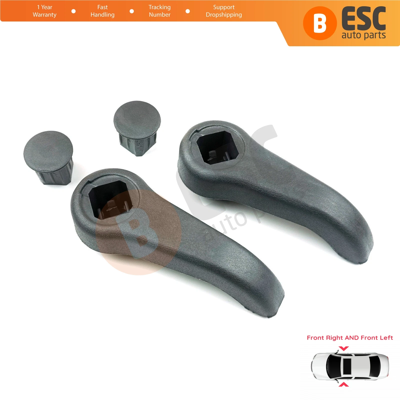 ESC Auto Parts EDP619-1 2 Pieces Seat Handle Adjustment Grip Lever 7701209658 Front for Renault Clio MK2 Twingo MK1