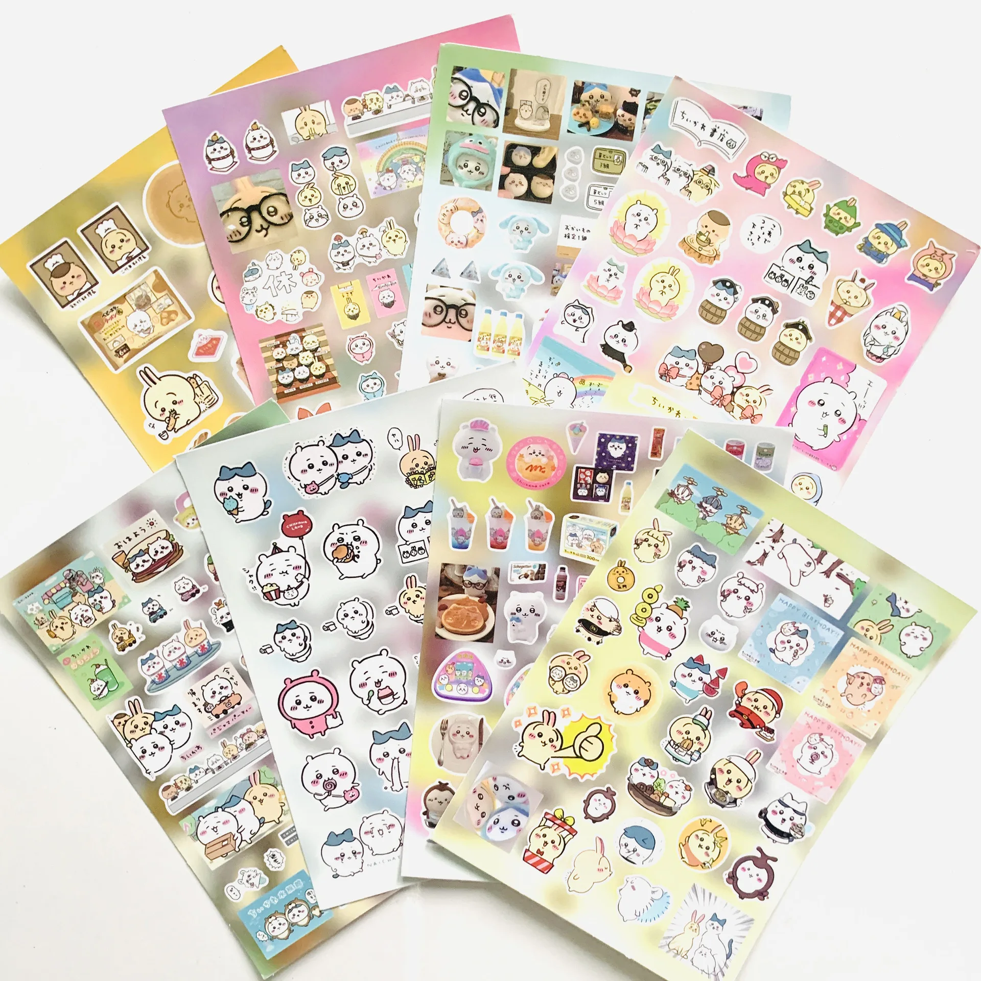 8pcs Chiikawa Die Cut Stickers Usagi Chestnut Manju Journal Material Waterproof Decals Scrapbook Diy Craft Cute Decor
