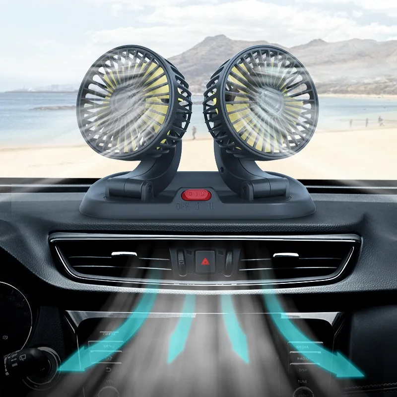 Car Fan 360° Adjustable 3 Head Air Fan Automotive Electric Fan USB/12V/24V Car Silent Fan For Home Desk Office&Car