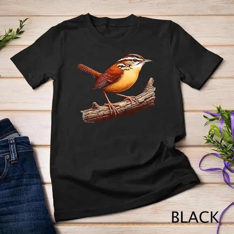 Cute Bird On A Branch Bird Lover ornithologist Carolina Wren Unisex T shirt