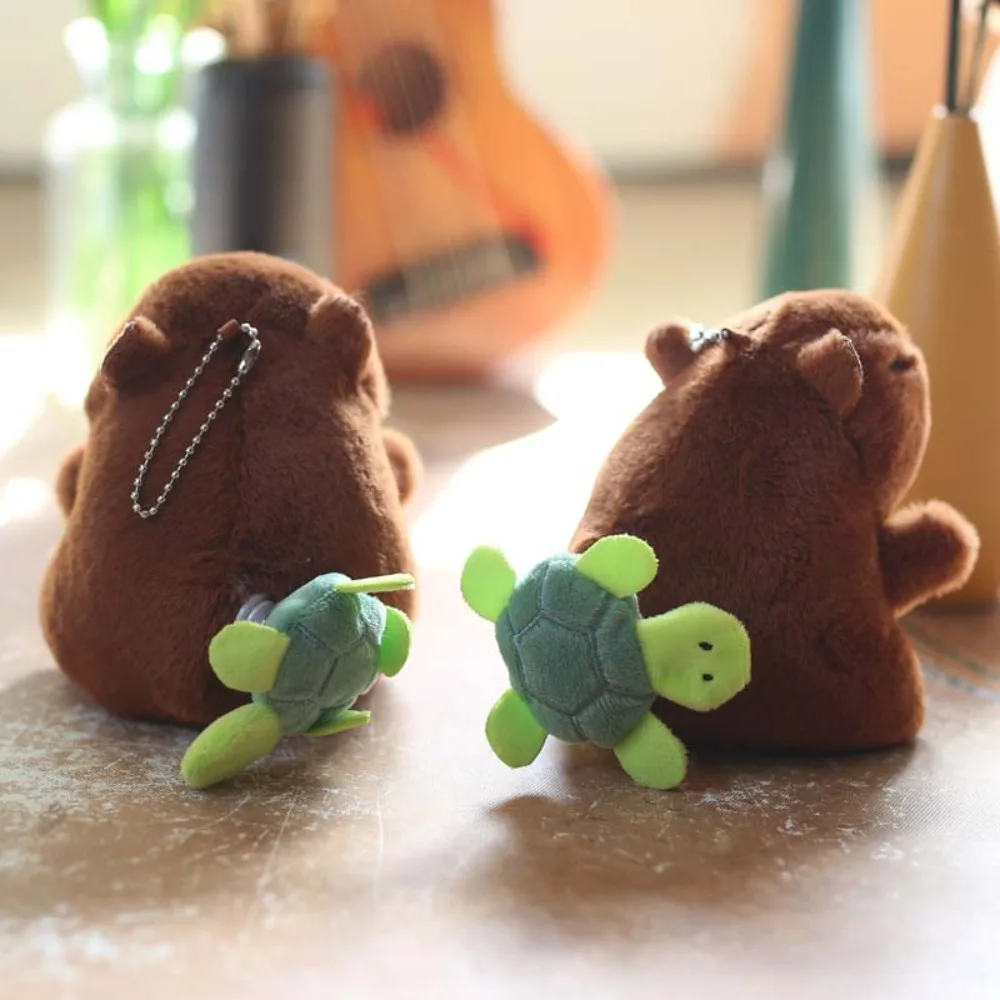 Animal Turtle Bee Capybara Key Ring Cross Dressing Brown Wing Flutter Doll Soft Pulling Rope Cartoon Animal Keychain