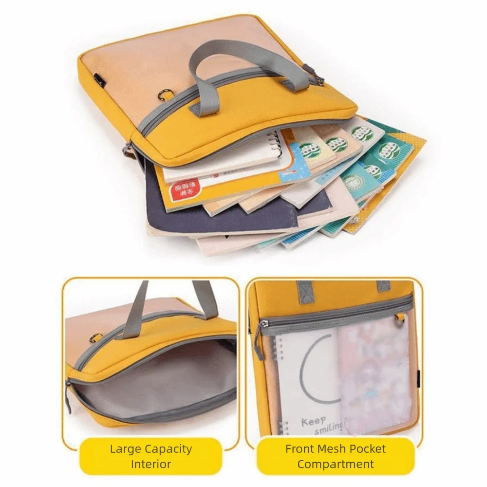 Portable Oxford cloth Zipper Pouch Bag A4 Waterproof File Bag Multifunctional Thickened Data Storage Bag School Office Supplies