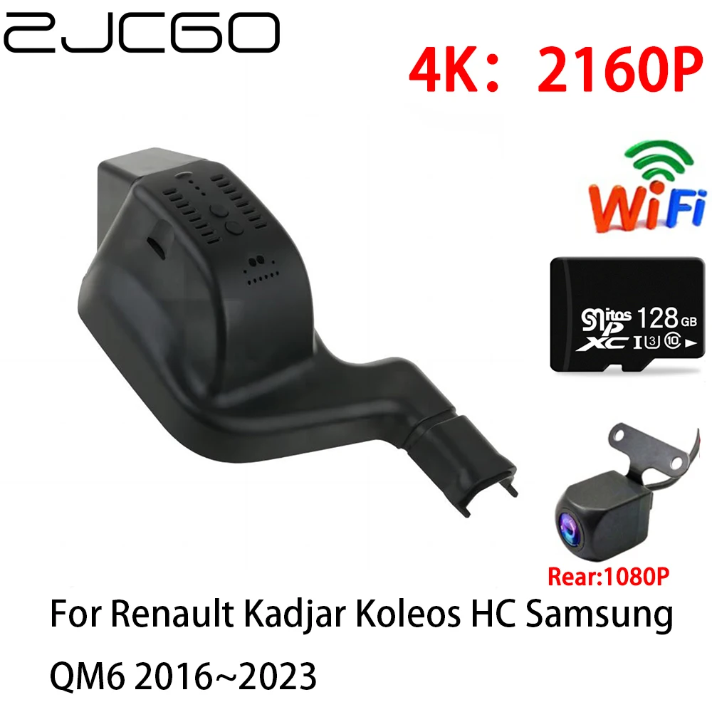 ZJCGO 2K 4K Car DVR Dash Cam Wifi Front Rear Camera 2 Lens 24h Parking for Renault Kadjar Koleos HC Samsung QM6 2016~2023