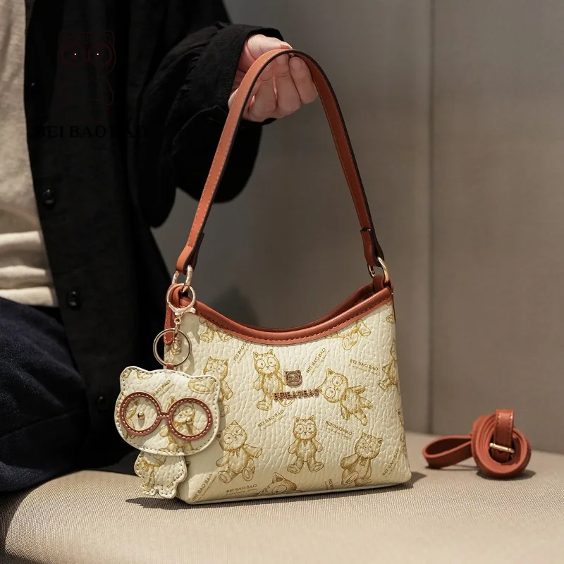 

Small Shoulder Bag New Trendy Fashion Small Bags Leather Cartoon Cat Versatile Popular Underarm Bag Crossbody Women's Bag