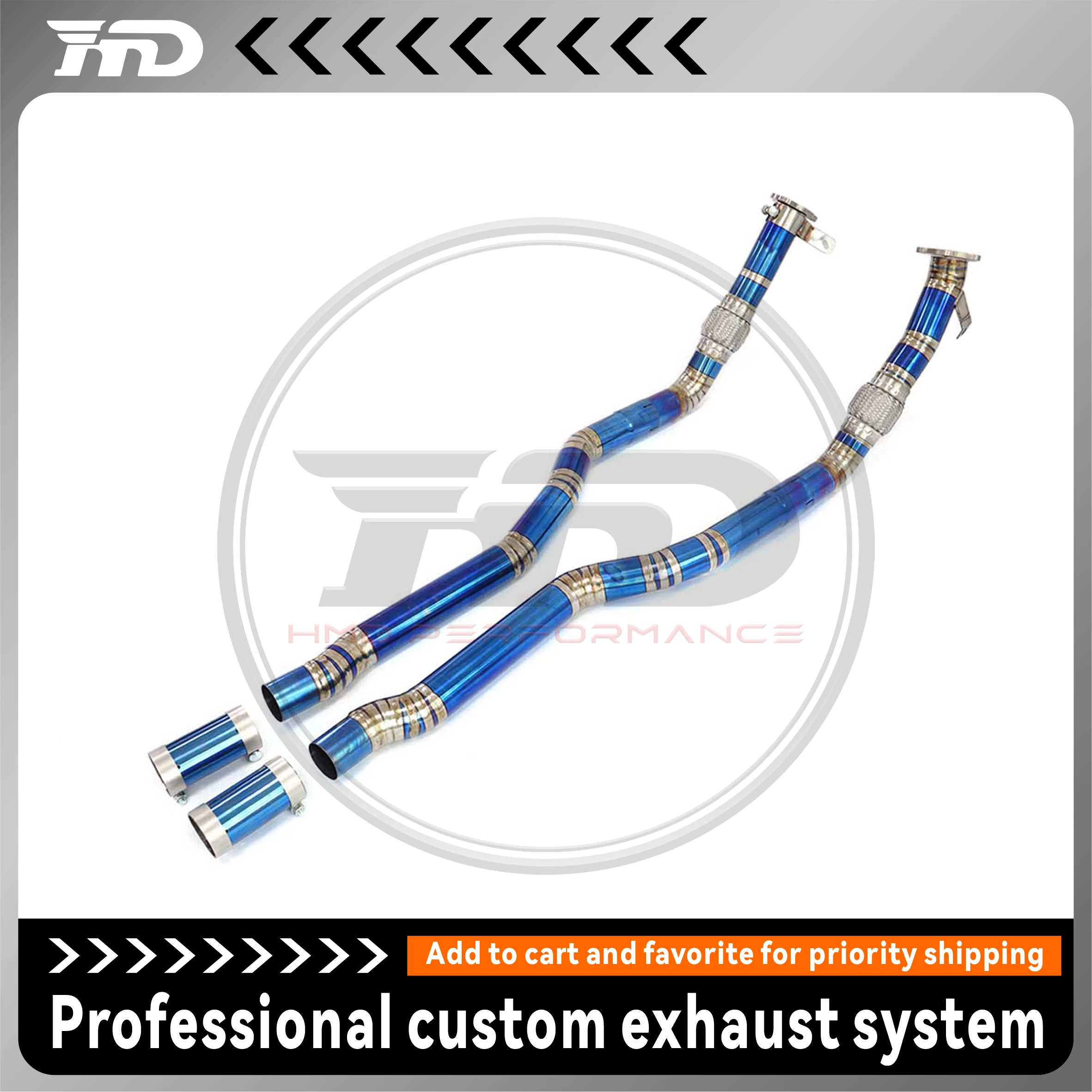 

HMD Exhaust System titanium Middle Pipe for Audi RS4 RS5 B9 2.9T Straight Tube Front pipe