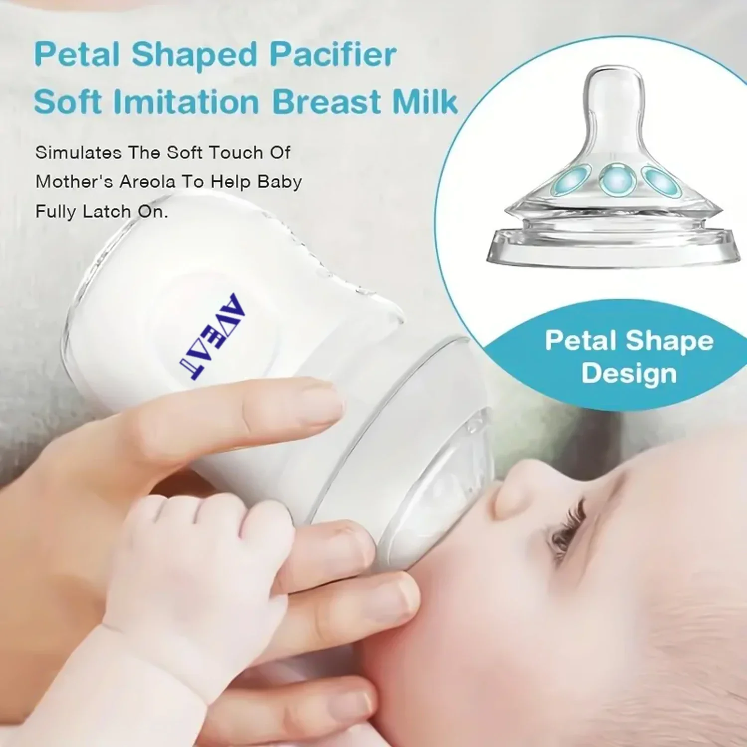 1pc 150/250ml baby bottle, petal pacifier, 5.5cm standard caliber, PP bottle, anti-fall, birthday gift