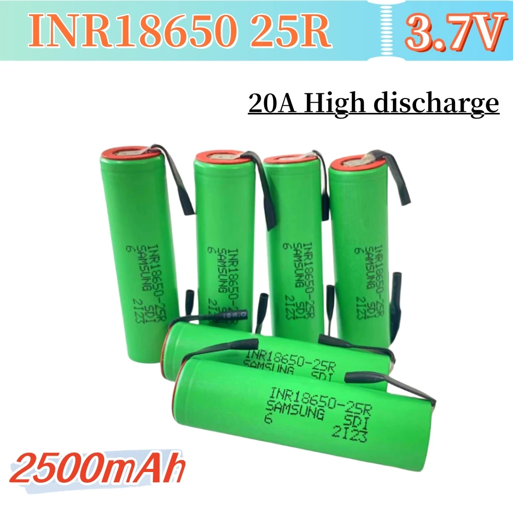 18650 Rechargeable Battery 3.7V 2500mAh INR18650 25RM-N 20A Discharge Li-Ion Battery