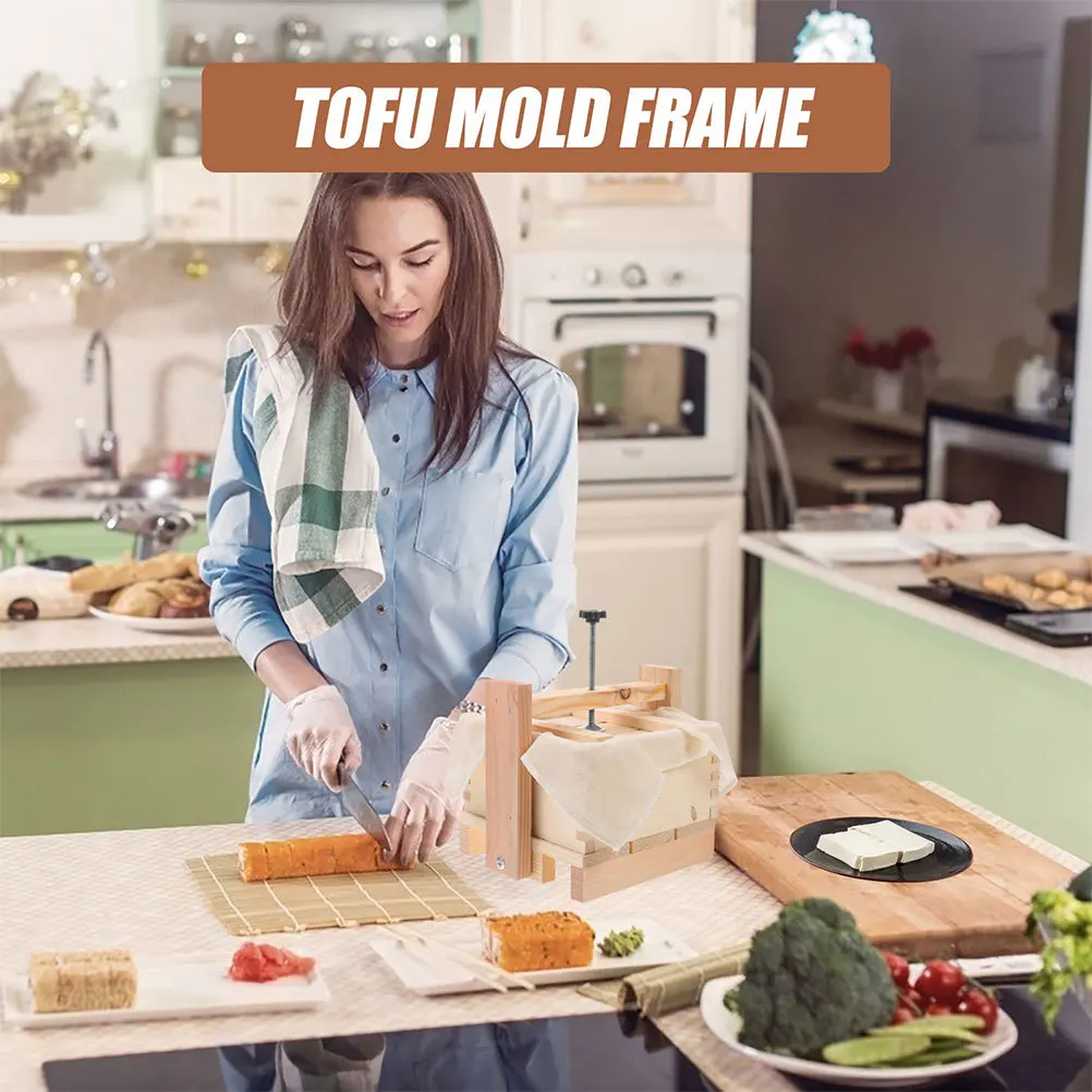 

1Set Tofu Mold Wooden DIY Homemade Tofu Press Cheese Maker Bean Curd Making Tool Kitchen Home Supplies Bean Curd Makers