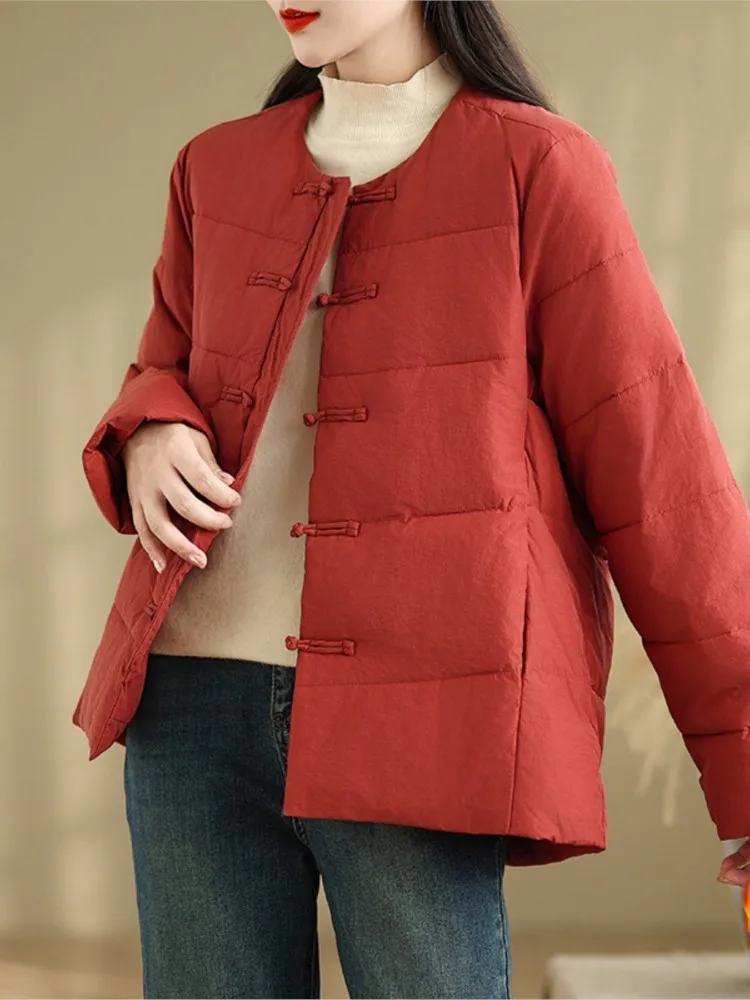 Abrigo de algodón acolchado de invierno para mujer, chaquetas holgadas informales a la moda para mujer, chaquetas rojas de manga larga de gran tamaño para mujer, abrigos