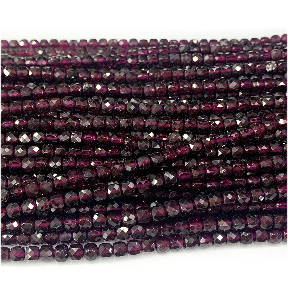 Veemake Natural Purple Garnet Irregular Cube Almandite Pyralmandite Faceted Small Jewelry Beads 08146