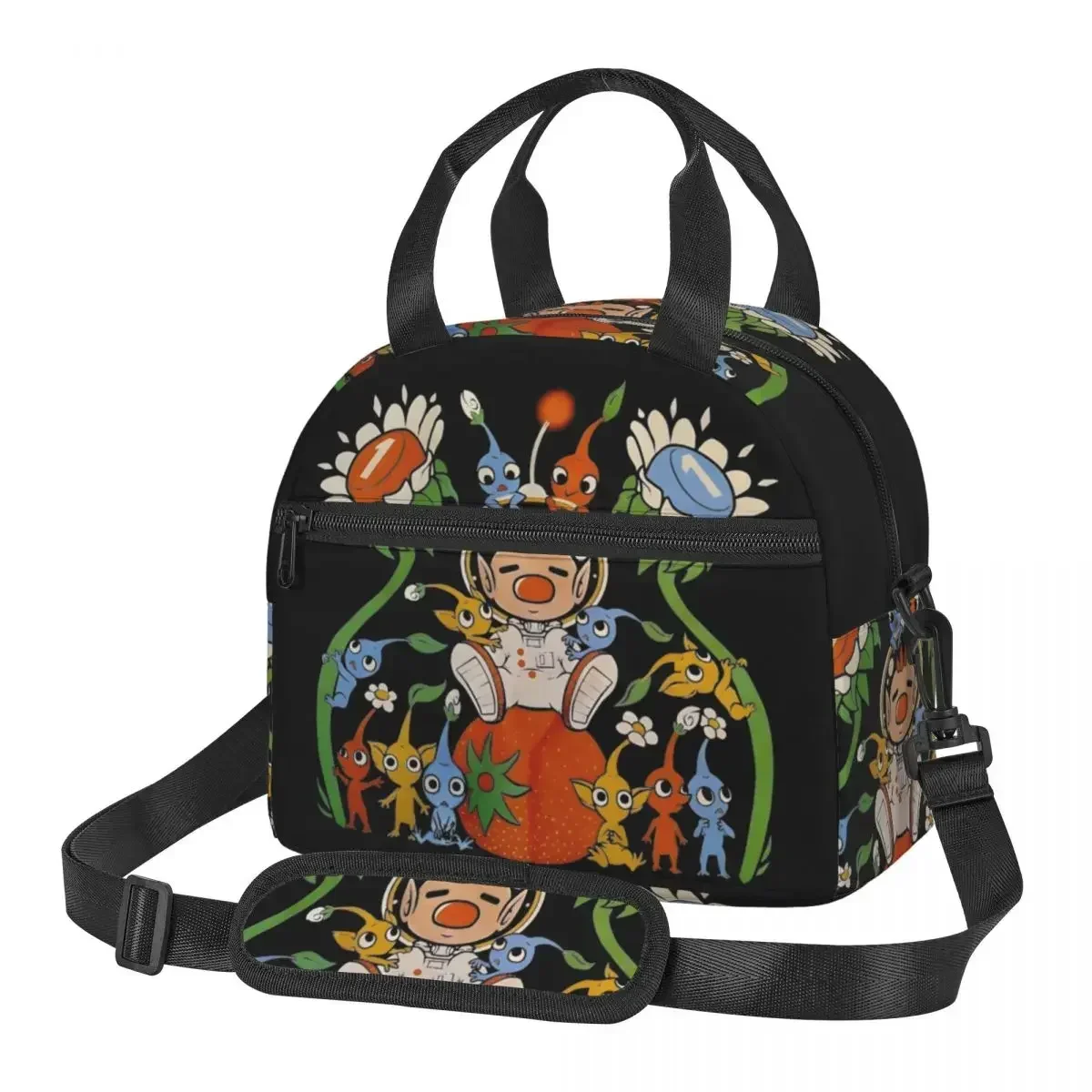 

Friendly Alien Flora Pikmin Insulated Lunch Bags With Adjustable Shoulder Strap Funny Game Food Cooler Thermal Boxes