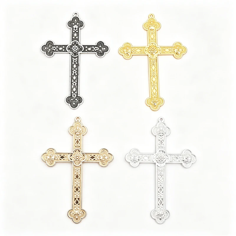 BoYuTe 53*79mm Carved Cross Pendant Findings Alloy Handmade Materials Diy Jewelry Accessories Factory Wholesale