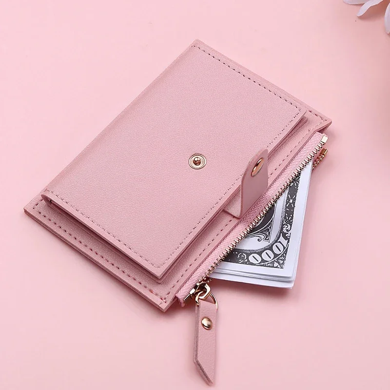 

Credit Card Holder Purses for Women Cardholder Wallet Simple Slim PU Leather Women's Wallets with Zip Coin Pocket Lady Money Bag