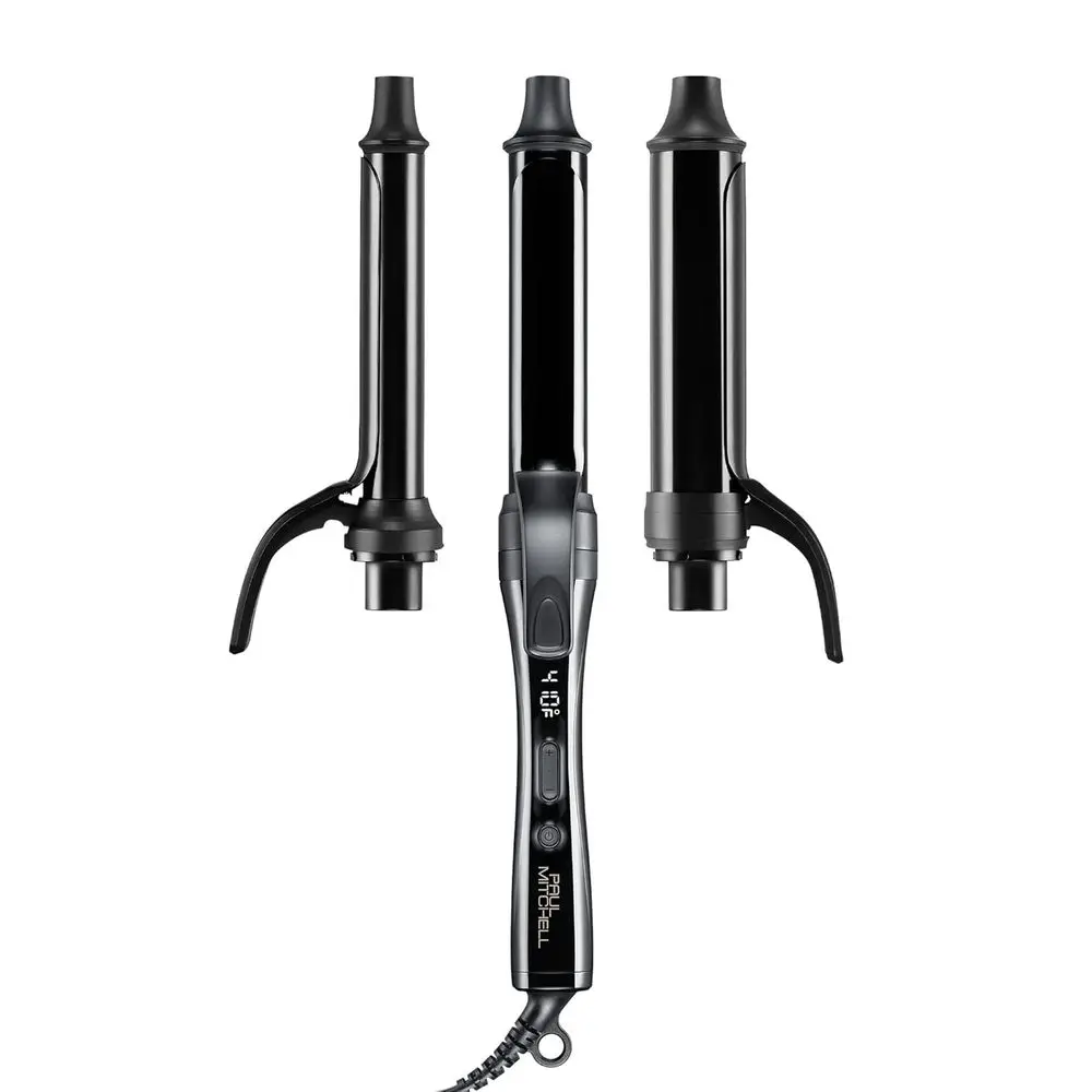 

3-in-1 Interchangeable Curling Iron with 3 Clip Barrels for Versatile Styles