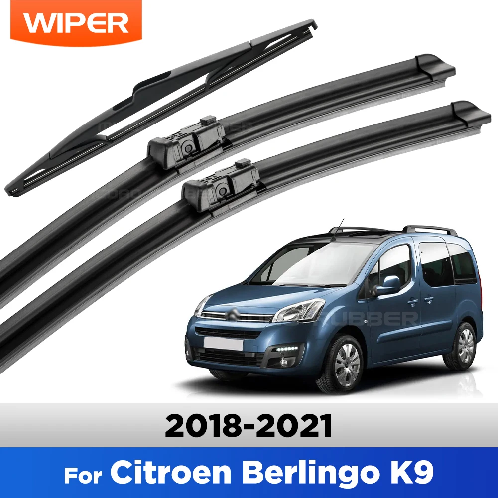 

For Citroen Berlingo K9 2018-2021 2019 2020 Wiper Front & Rear Wiper Blades Windshield Windscreen Window Brushes 24"+17"+14"