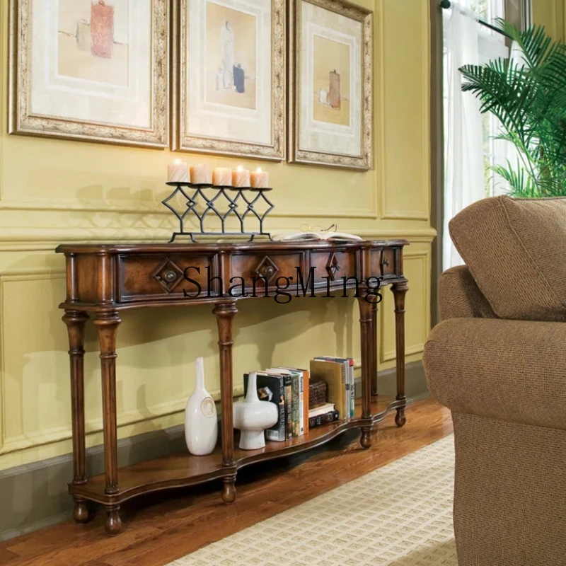 

SM solid wood entrance table retro old entrance table entrance hall wall decorative cabinet