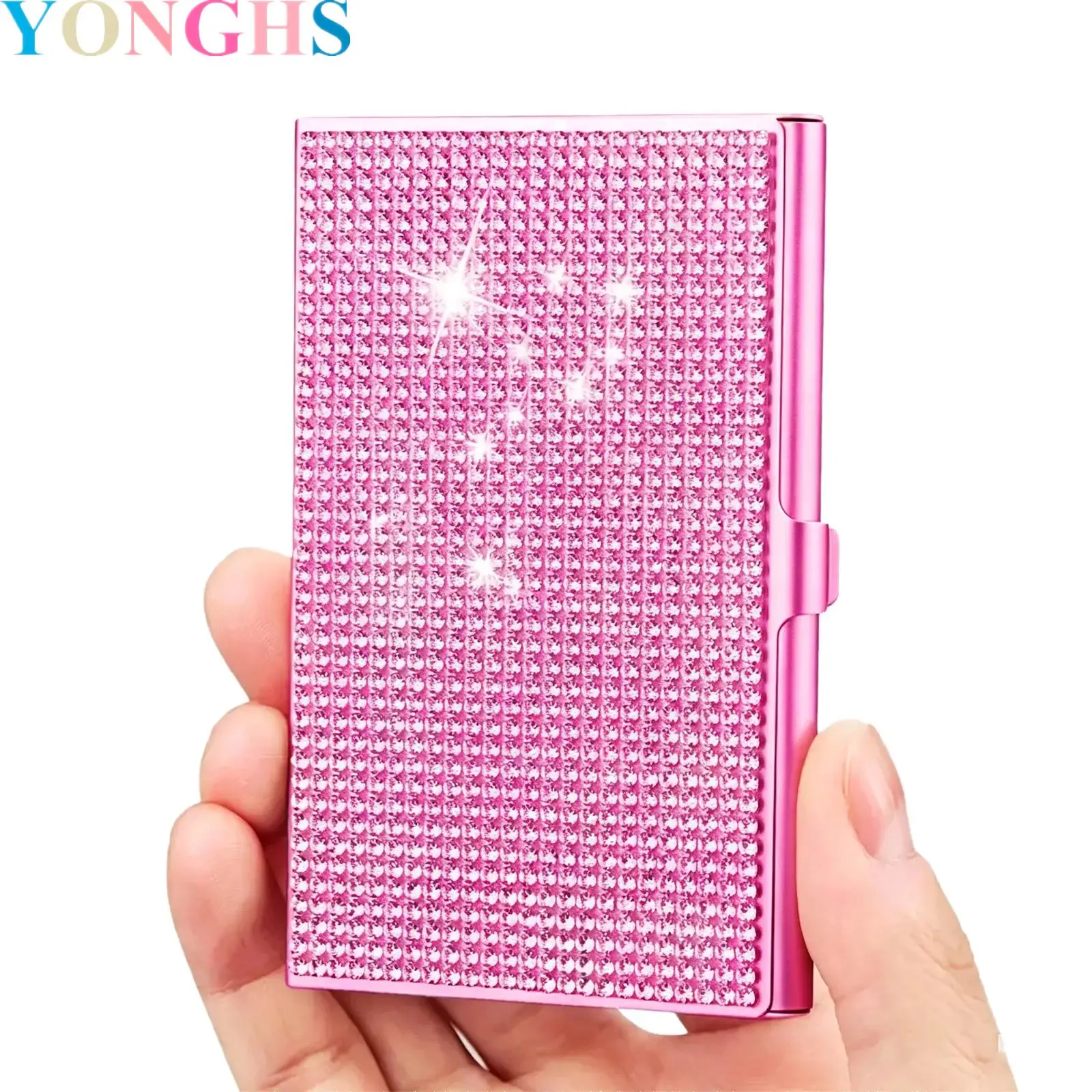 Sparkling Rhinestone Cardcase Name Card Box Business Card Holder Organizer for Business Office Use