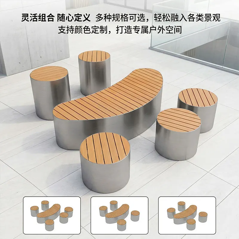 Park chair outdoor stainless steel chair community shopping mall creative special-shaped finished product seat landscape leisure