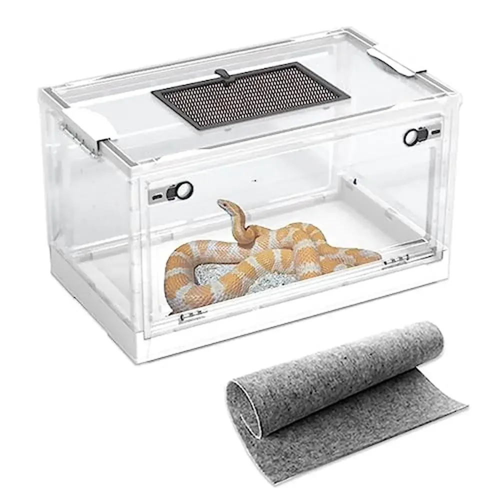 Large Snake Habitat Cage Tank Reptiles Gecko Lizard Frog Hamster Foldable Rearing Box Design Easy Mobility Escape-Proof Door