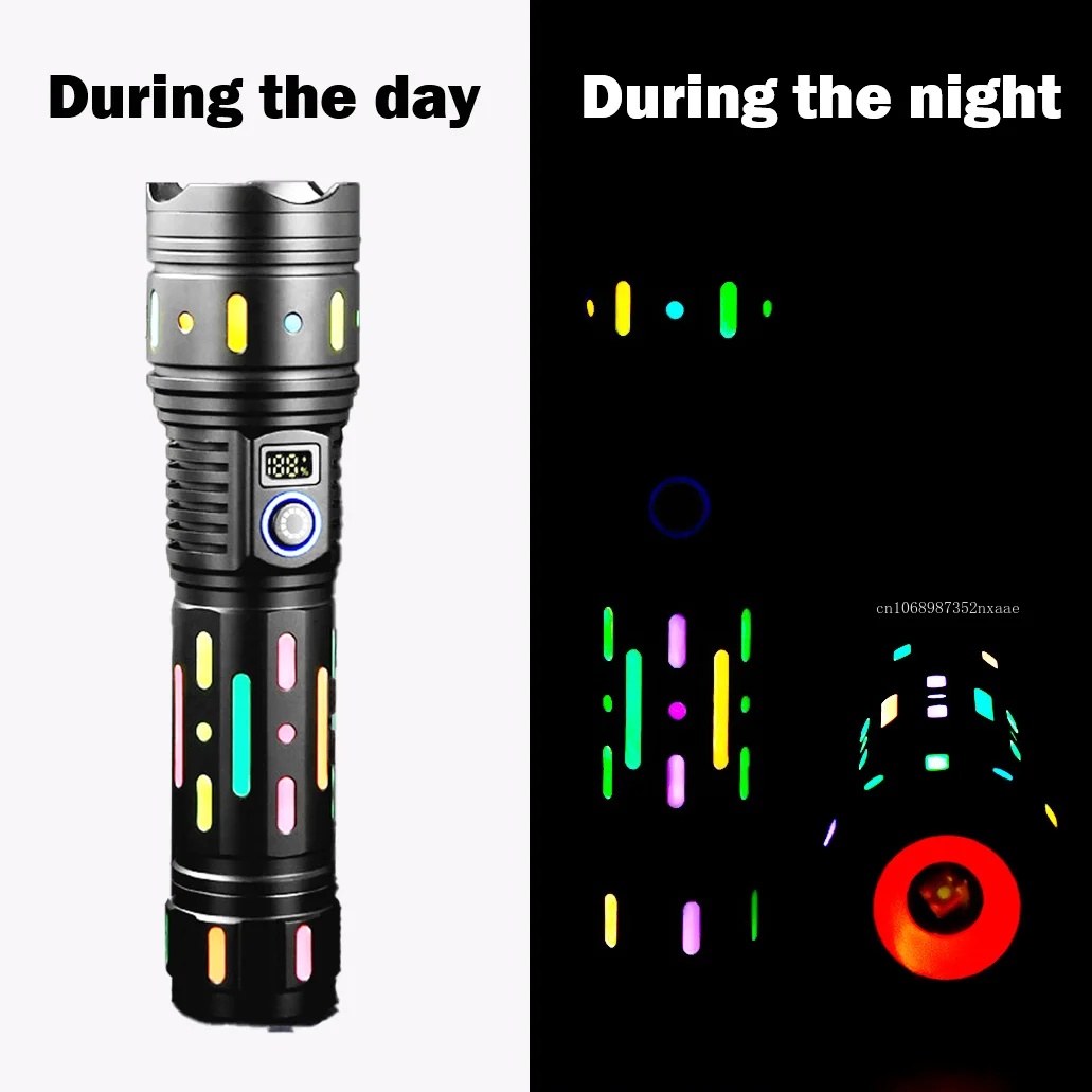 80W High Power LED Flashlight Super Bright Long Distance Flashlight Rechargeable Emergency Power 10000 MA Tactical Hand Light