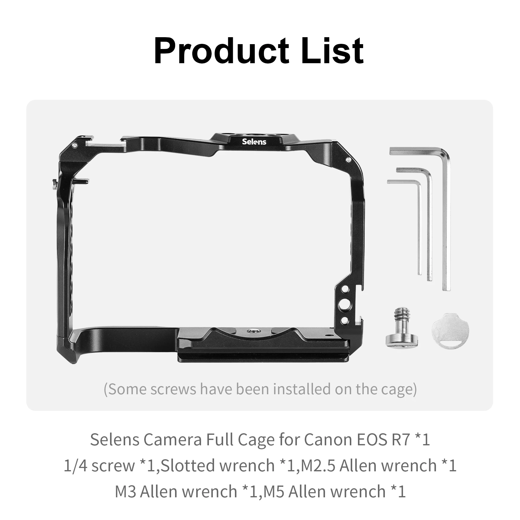 Selens Camera Rabbit Cage For Canon EOS R7 Metal Camera Cage Stabilizer Rig With 1/4 & 3/8 Screw Holes Camera Cover Cage