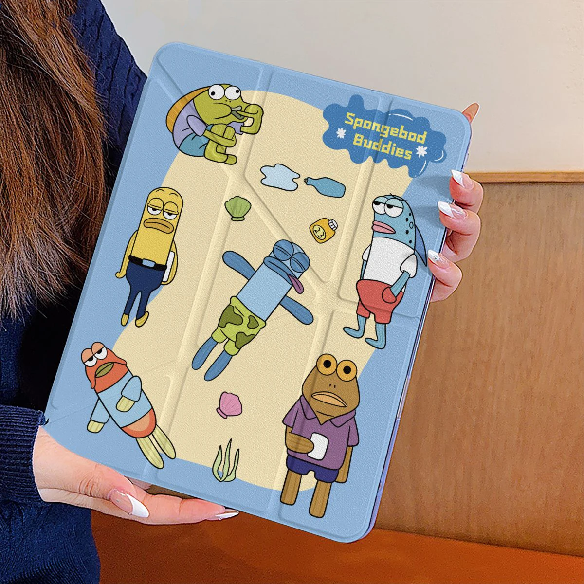 

Чехол с изображением Губки Боба для iPad Air 11, iPad Pro 11, 10.9, 12.9 (M2, M3, M4), iPad Mini 7, 4, 5, 9-го поколения, 10-го, 11-го поколения (A16) с держателем для Apple Pencil