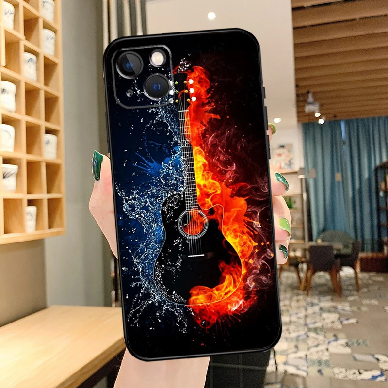 Rock Music Instrument Guitar Phone Case For iPhone 13 12 11 14 15 Pro Max XS X XR 8 7 Plus SE 2020 12 13 Mini Back Cover