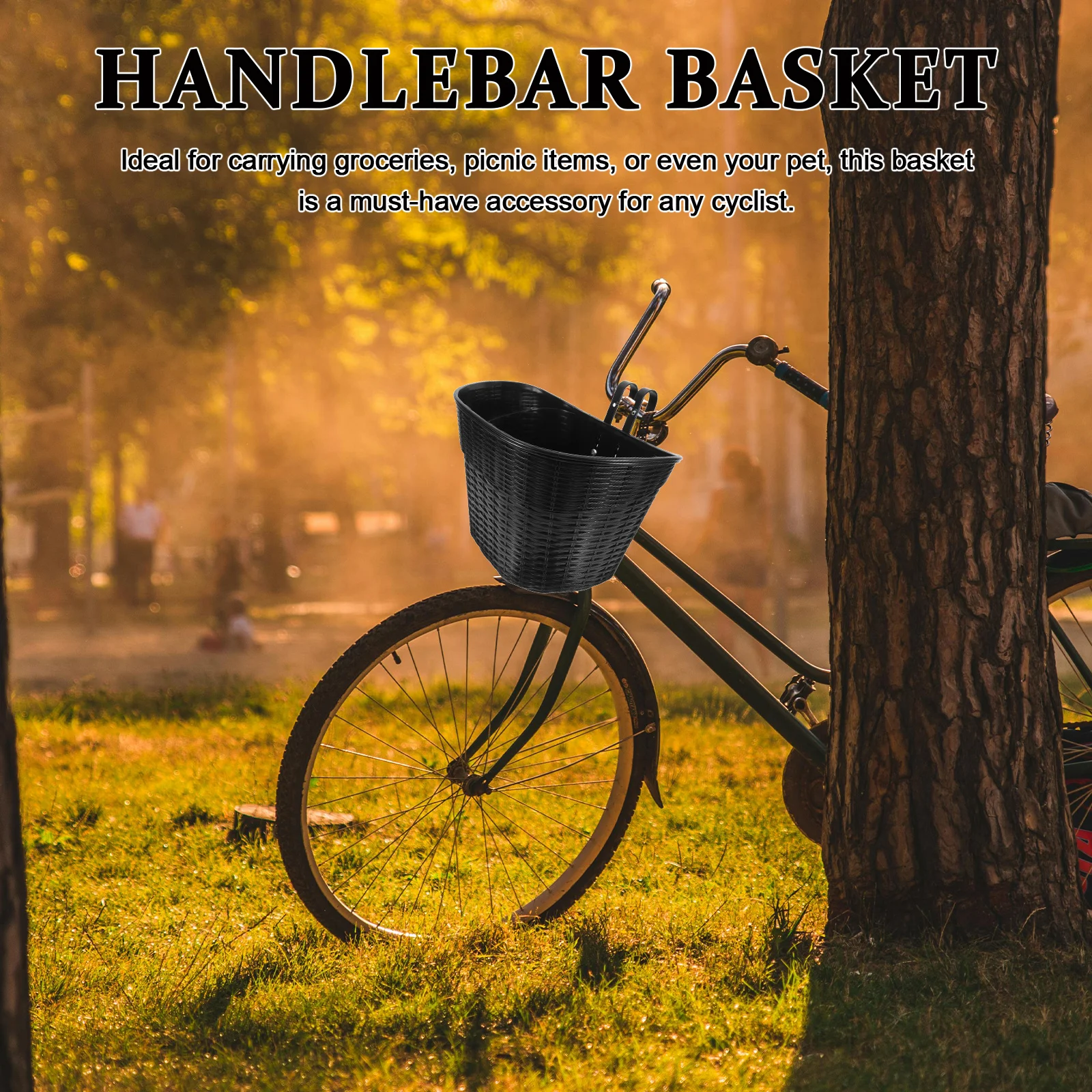 

1Set Bicycle Front Basket Spacious Imitation Rattan Design Easy Install for Scooter Bike Touring Market Commute Universal Bike