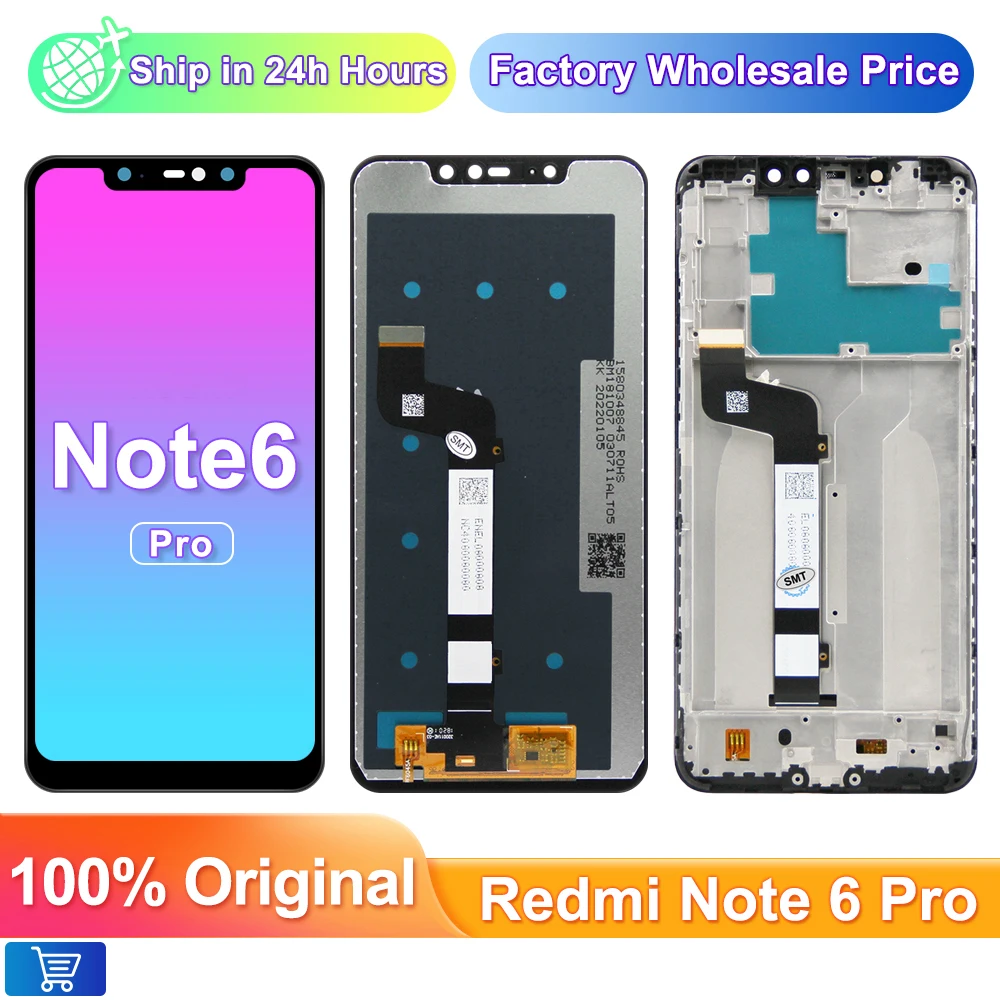 

Original 6.26"For Xiaomi Redmi Note 6 Pro LCD Display, with Frame Touch Panel Digitizer Assembly For Redmi Note6 Pro LCD Screen