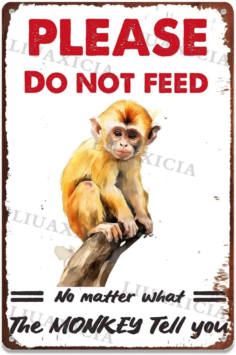 Vintage Tin Sign Please Do Not Feed The Monkey For Home Kitchen Outdoor Decor 8.00