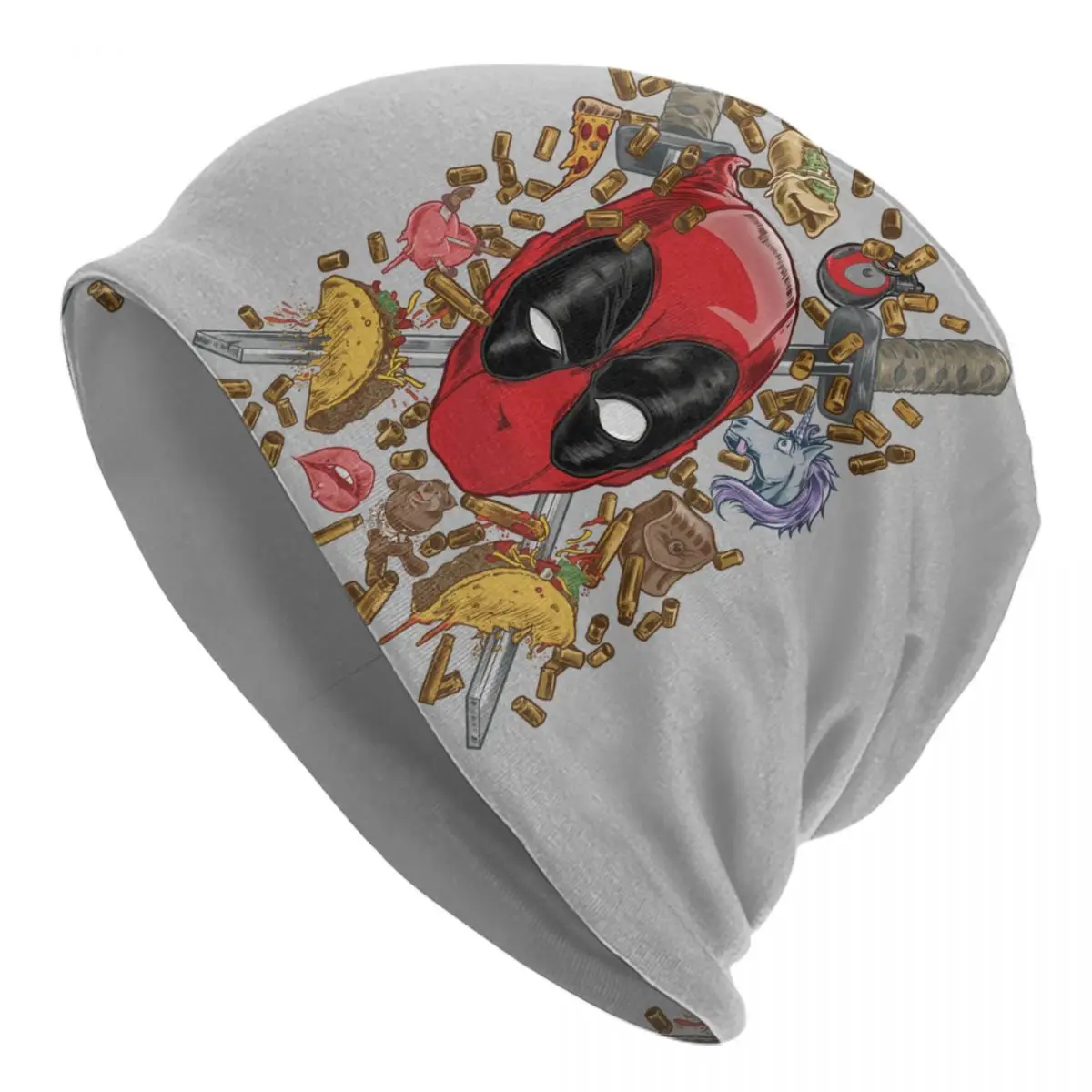 Custom Deadpool Shells And Tacos Collage Beanie Cap Unisex Winter Warm Bonnet Femme Knit Hats Outdoor Ski Skullies Beanies Hats