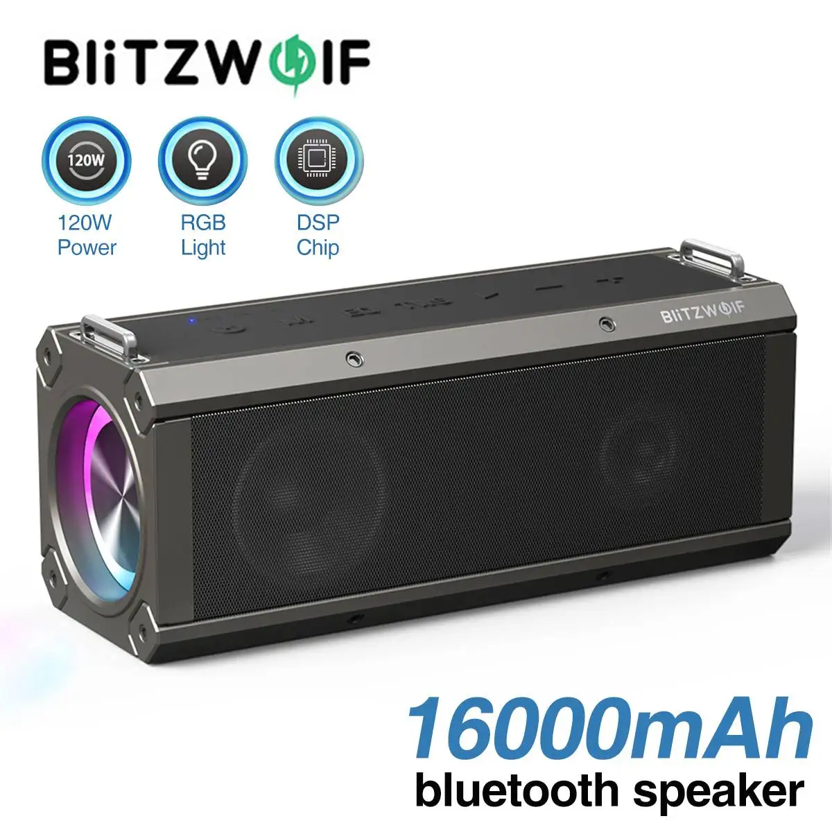 

BlitzWolf BW-WA3 PRO 120W Wireless Speaker RGB Light Portable 16000mAh Bluetooth Speakers Hifi Sound Dual Diaphragm Deep Bass