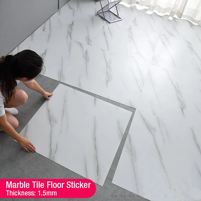 

Simulated Thick Marble Tile Floor Sticker PVC Waterproof Self-adhesive Living room Toilet Kitchen Home Floor Decor Wall sticker