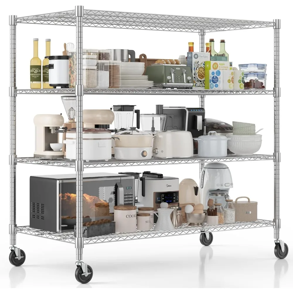 4 Tier Heavy Duty Metal Shelves Storage Racks Commercial Adjustable Wire Shelving Unit for Business Customized Organization