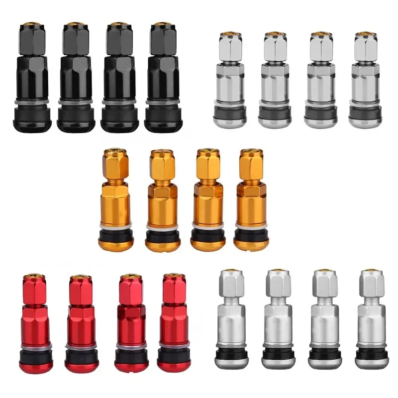 Image of 4 stücke Auto Tubeless Rad Reifen Ventil Vorbauten Aluminium Legierung Auto Tubeless Rad Reifen Ventil Stem Cap Autos Zubehör