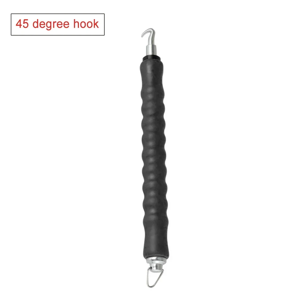 1pc Durable Rebar Tier Site Wire Steel Reinforcement Bar Tying Hook Black 45 Degrees Semi-automatic Retractable Winding Tool