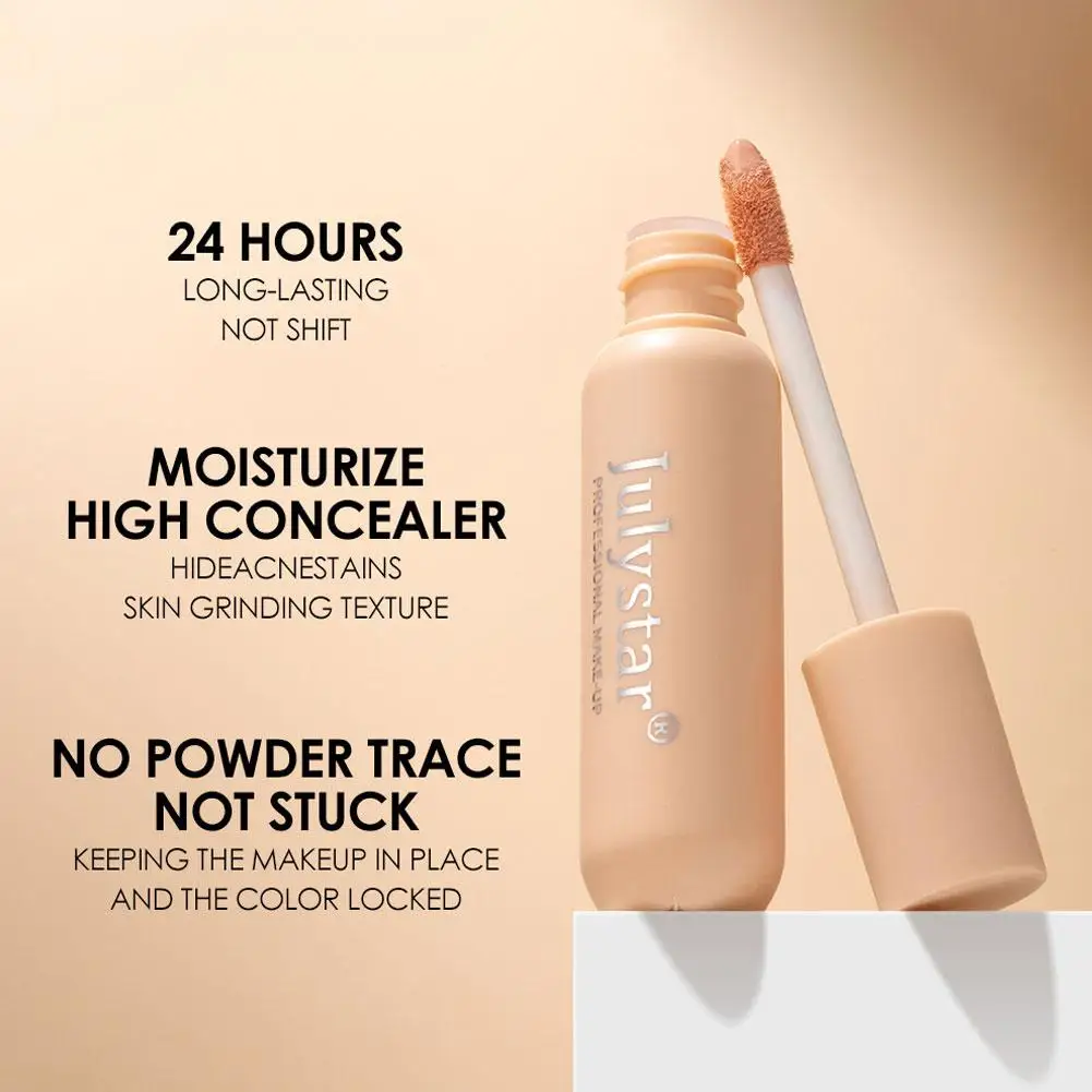 Julystar corretivo 10ml de longa duração à prova d'água cobre olheiras e cicatrizes de acne 2 em 1 corretivo líquido para olhos e lábios