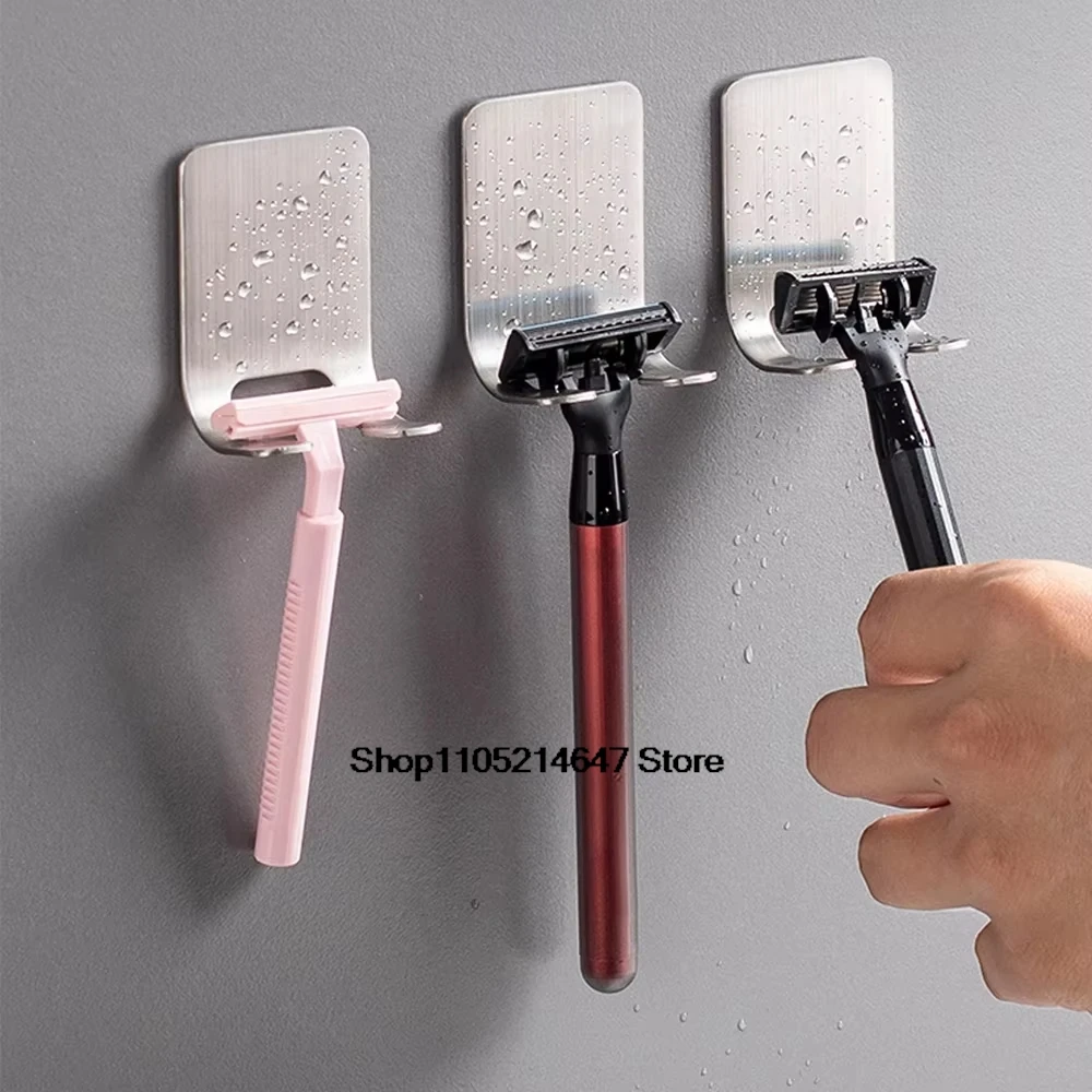 Razor Holder Stainless Steel Men Shaving Shaver Razor Stand Shelf Shaving Razor Storage Rack Bathroom Hook Organizer