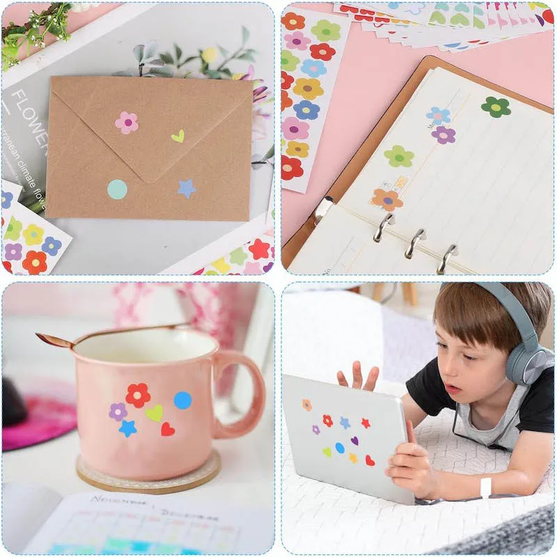 10-40sheet Reward Stickers for Children Colorful Flower Star Heart Dot Behavior Chart Scrapbook Sticker Student Teacher Supplies